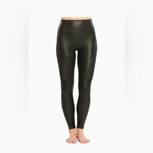 Spanx Faux Leather Moto Leggings Black Size Large